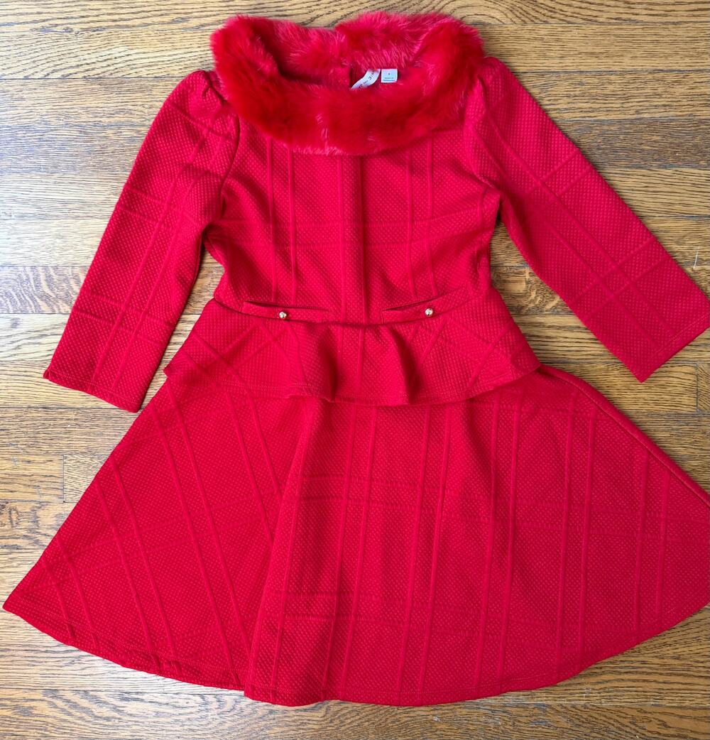 Janie and Jack Girls' Red Collared Dress Size 8